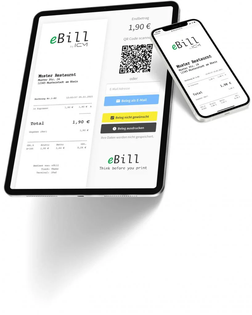 eBill Anwendung auf Tablet und Smartphone